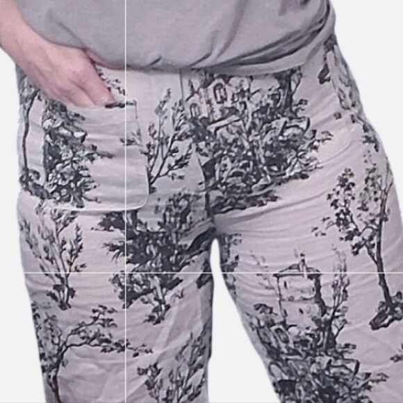 Joie White Black Printed 100% Linen High Rise Wide Leg Pants Size 8 - Picture 6 of 14